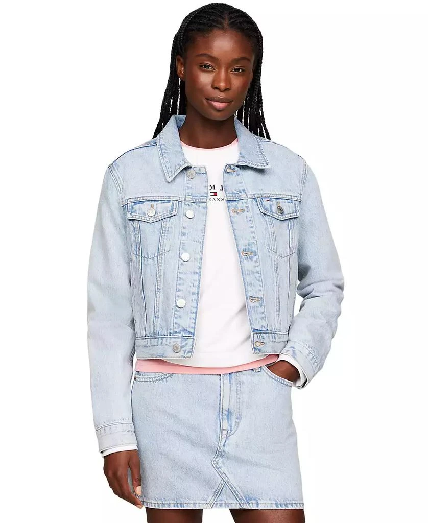 Tommy Jeans Women
s Izzie Slim-Fit Distressed Denim Jacket 3
