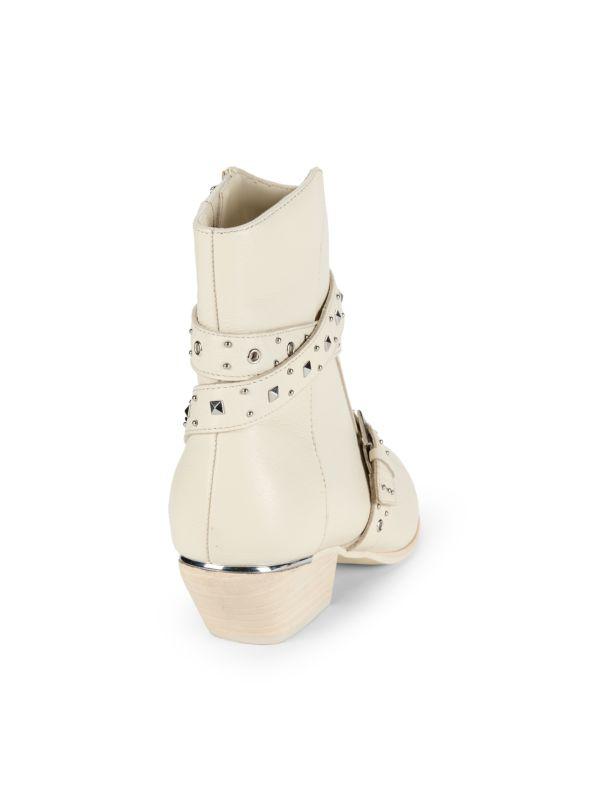 Cheyenne Studded Leather Booties WHITE 5