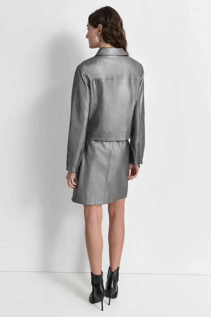 DKNY FAUX LEATHER MOTO JACKET 3