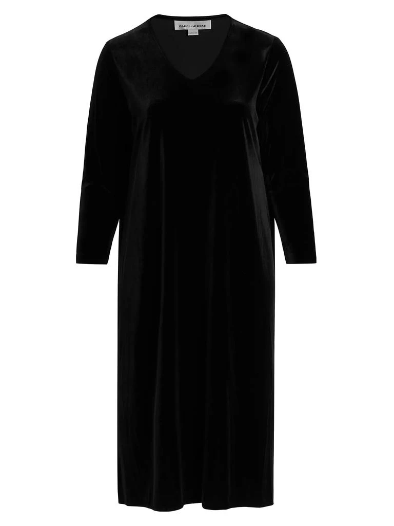 Caroline Rose Stretch Velvet Midi-Dress 1
