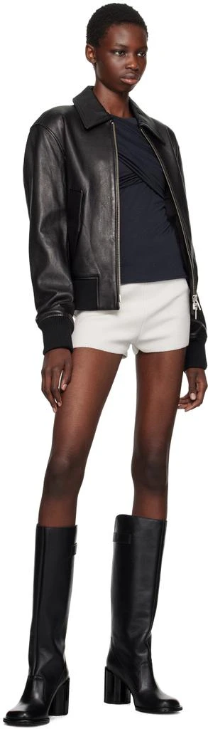 AMI Navy Draped Blouse 4