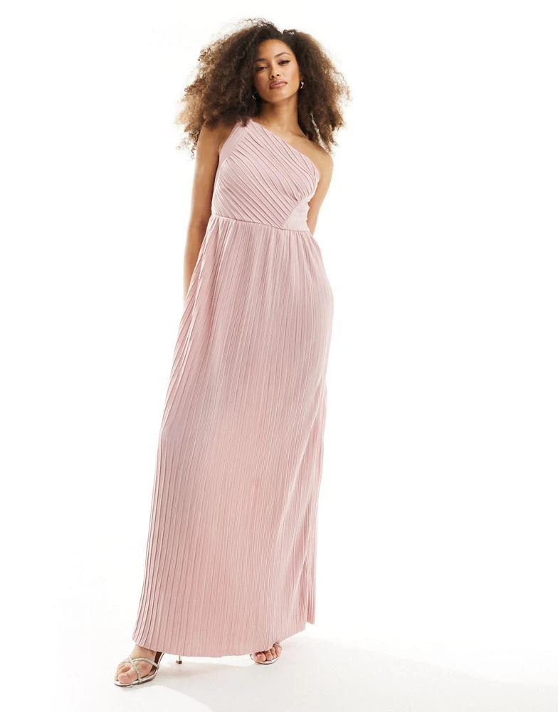 Y.A.S. YAS Bridesmaid plisse one shoulder maxi dress in pink - PINK 4