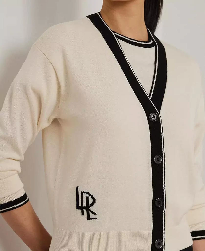 Ralph Lauren Women's Two-Tone Cotton-Blend Cardigan 3