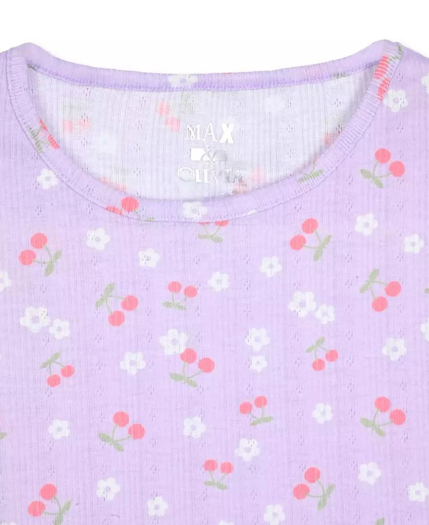 Max & Olivia Big Girls Pointelle Cherry-Print Shorts Pajama Set 2