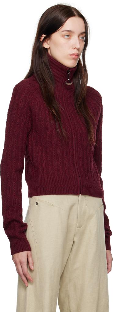 Hyein Seo Burgundy Cropped Knit Sweater