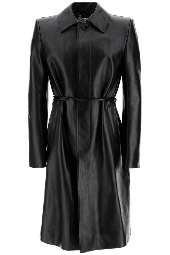 Alexander McQueen waterproof leather jacket with voluminous shoulders 1