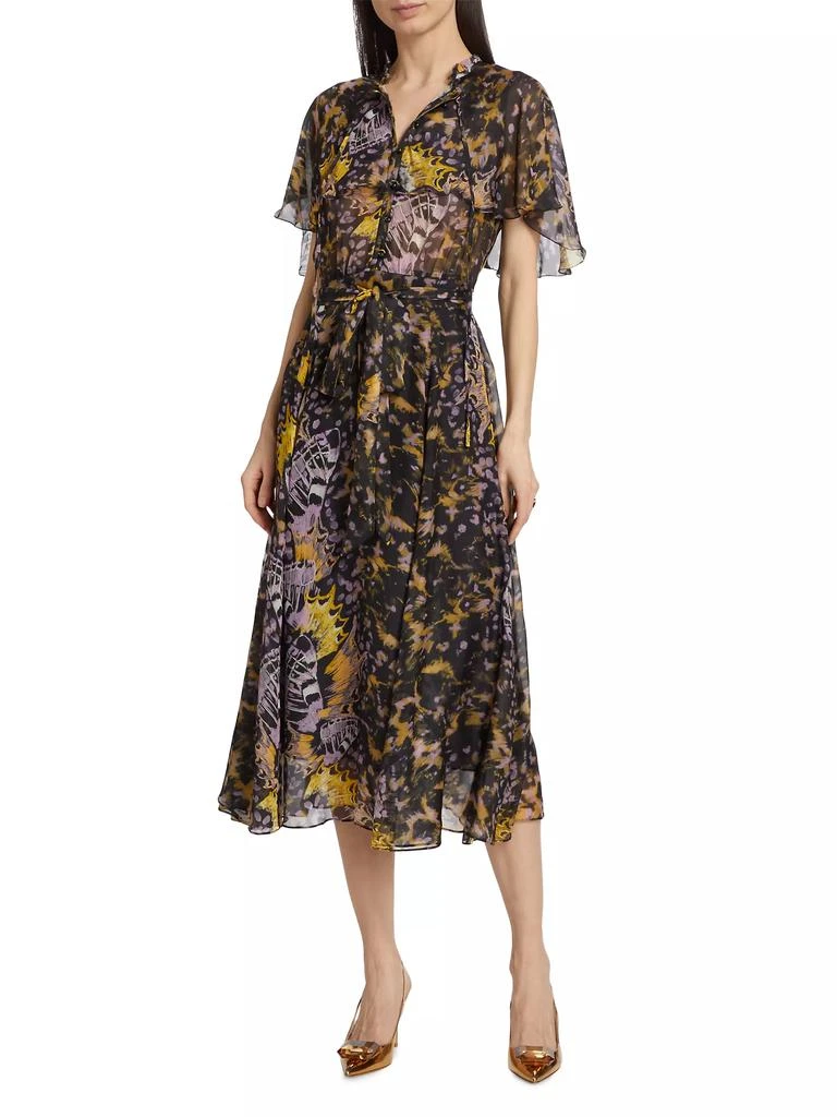 Marchesa Rosa Abstract Chiffon Midi-Dress 3