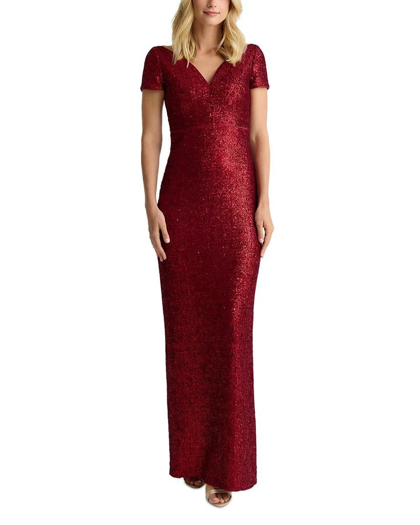 St. John Velvet Sequined Deep V Gown 1