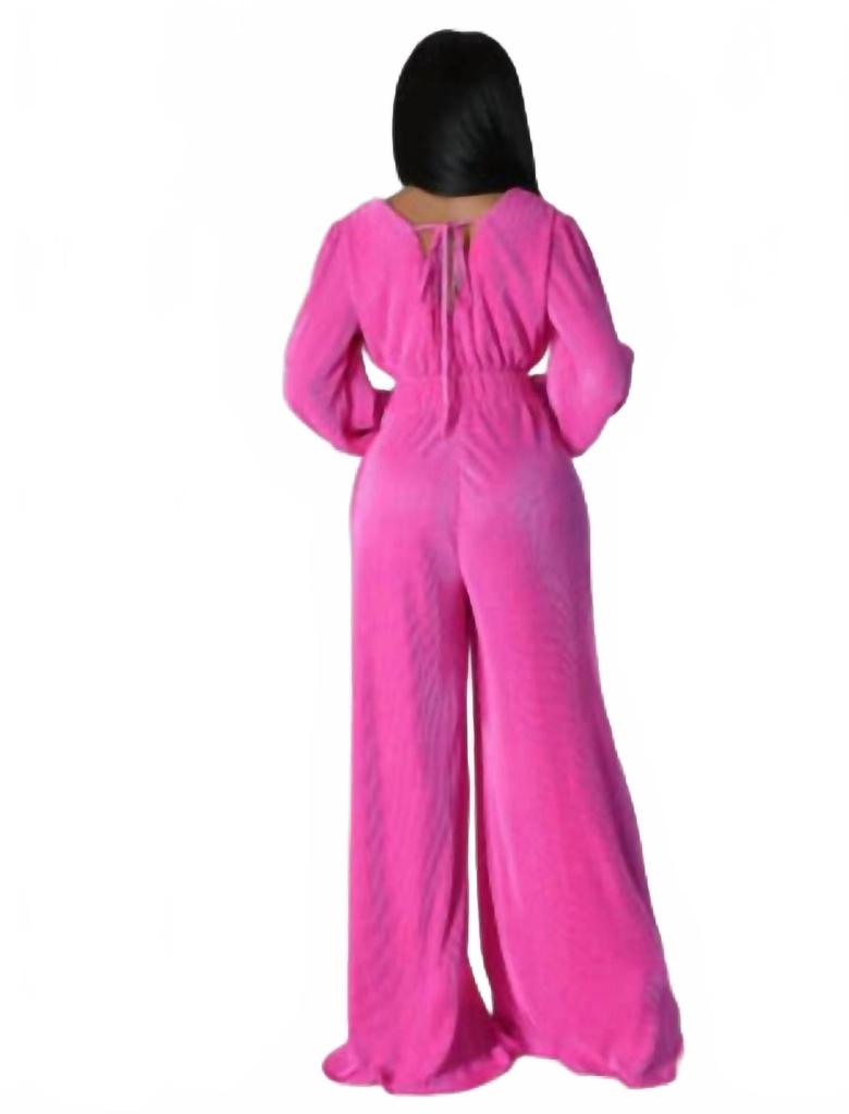 Wowo Eterna Pleated Jumpsuit In Pink