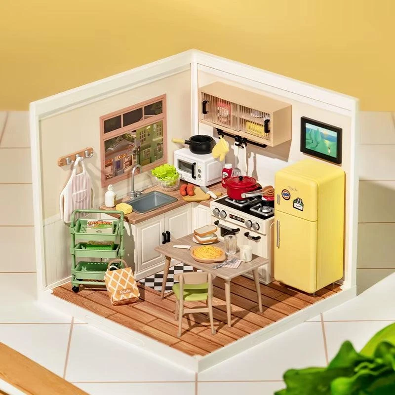 Robotime Rolife Super Store Series 3D Puzzle Model - Happy Meals Kitchen Miniature House Building Kit