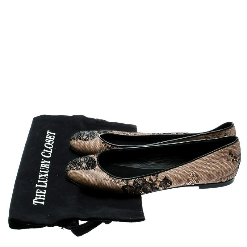 Giuseppe Zanotti Giuseppe Zanotti Black Mesh and Crystal Embellished Ballet Flats Size 38 8