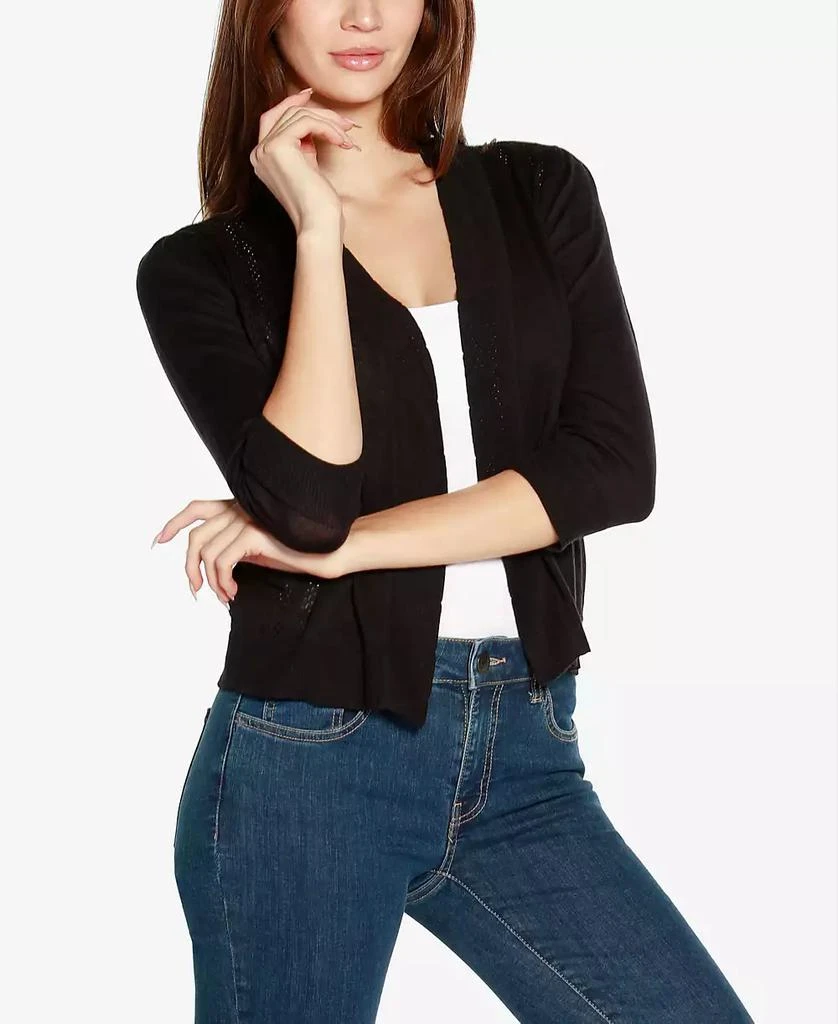 Belldini Women's 3/4 Sleeve Open Front Cardigan Sweater 3