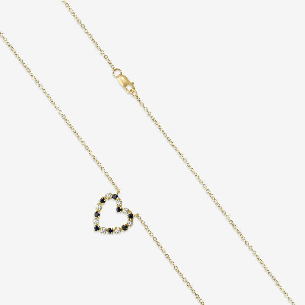 Suna Suna 18K Yellow Gold Sapphire 
Diamond Heart Pendant Necklace H445SY 3