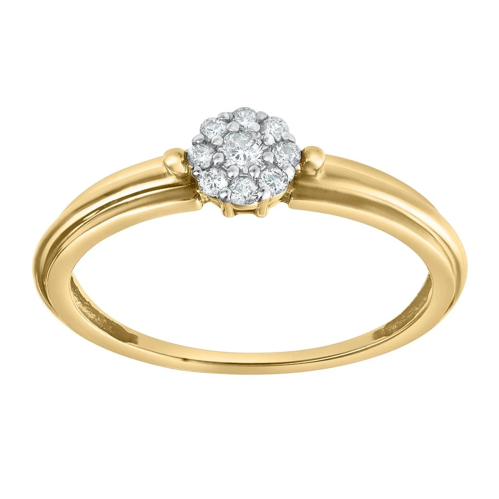 LuvMyJewelry Elowen 0.15 Ct Natural Diamond Floral 10K Gold Ring