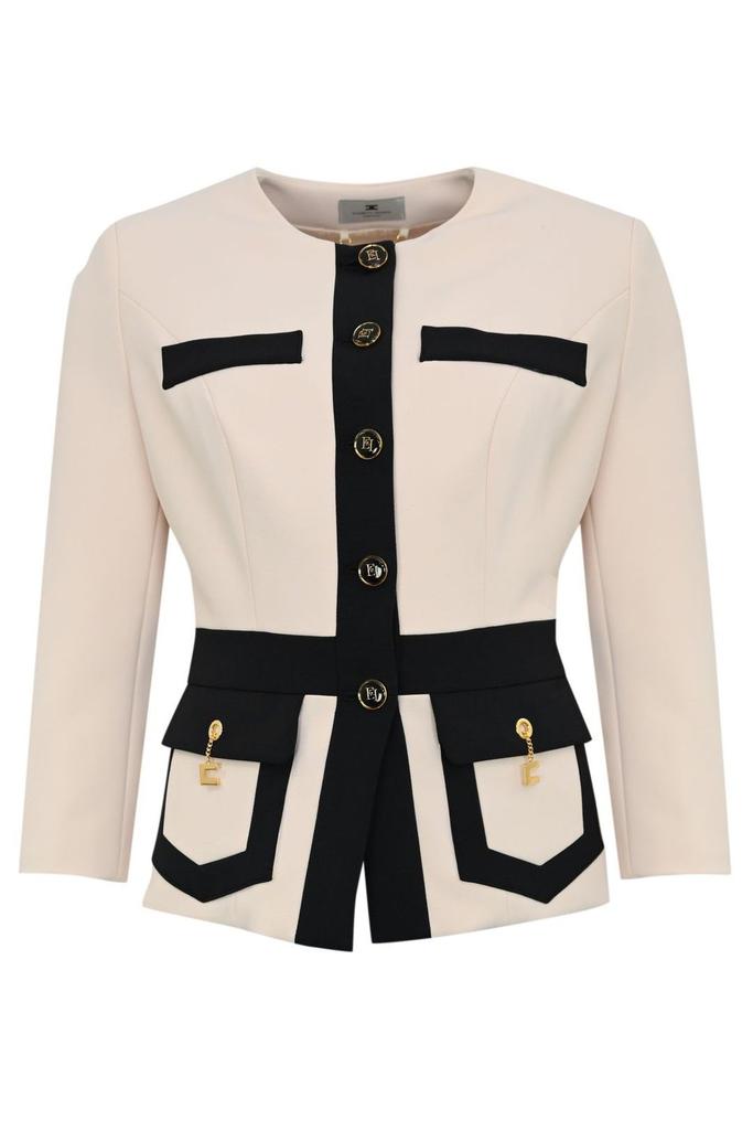 Elisabetta Franchi Double Layer Crêpe Colour-Blocking Jacket – On