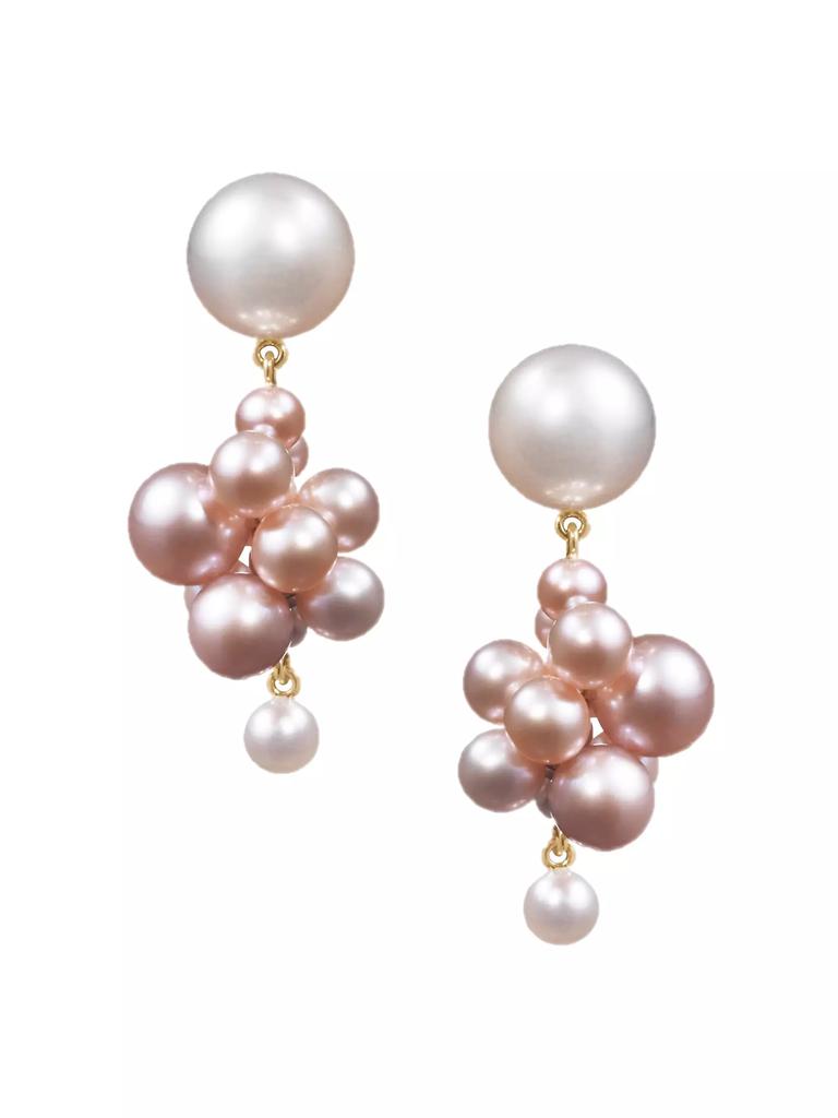 Sophie Bille Brahe Classic Collection 14K Yellow Gold & 2.5-8.5MM Rose Pearl Botticelli Cluster Drop Earrings