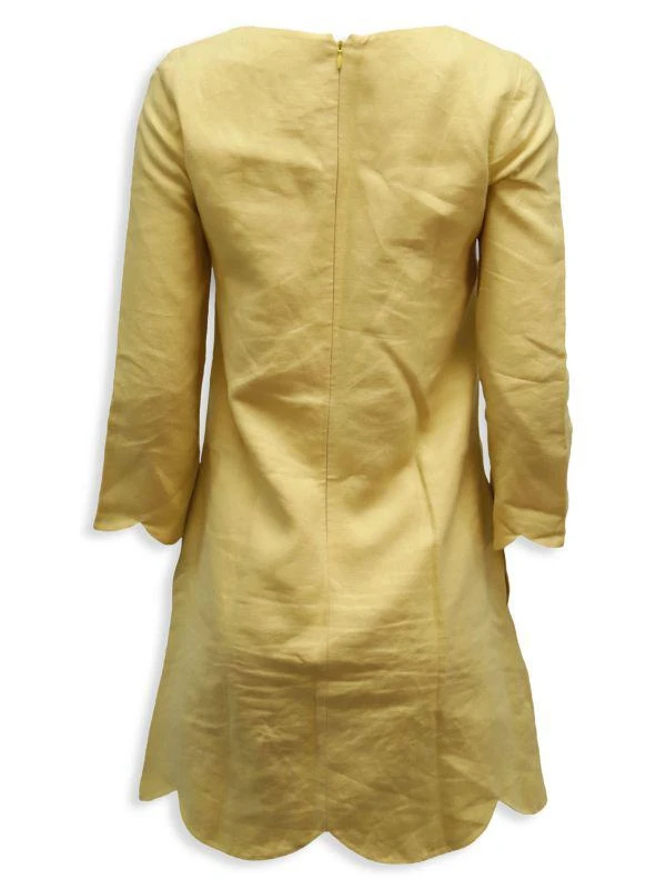 Chloé Chloe Scalloped Hem Shift Dress In Yellow Linen 2