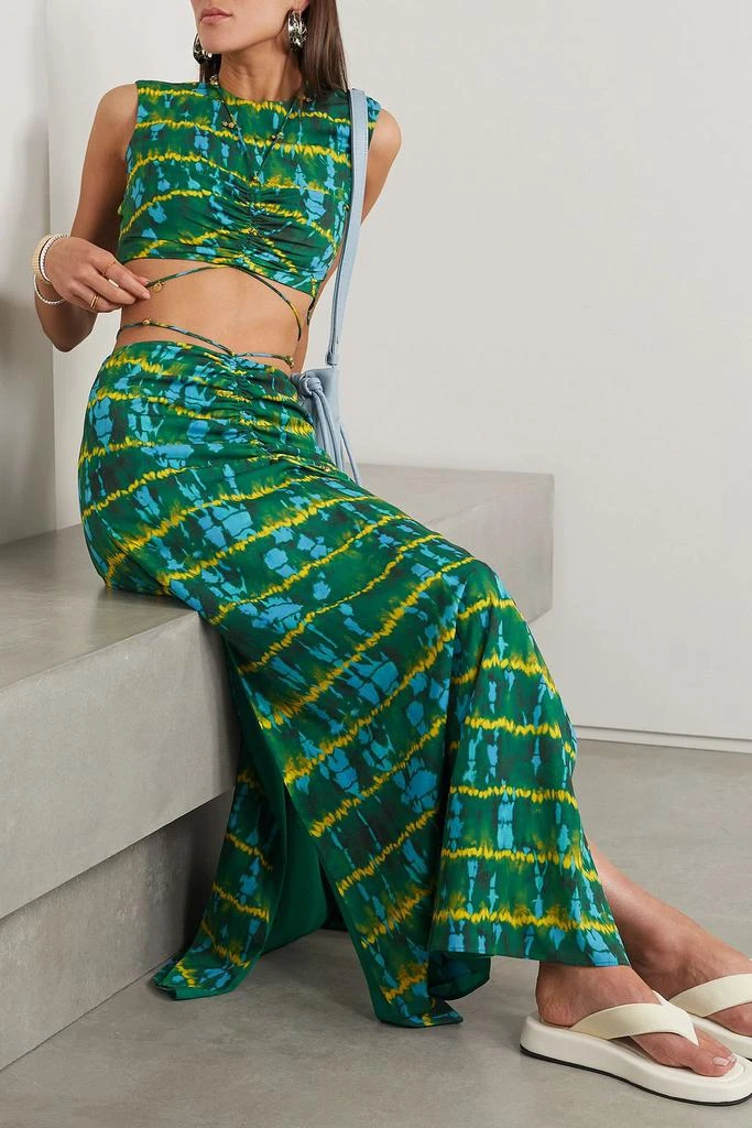 Altuzarra Ayana cropped embellished ruched tie-dyed crepe de chine top 2
