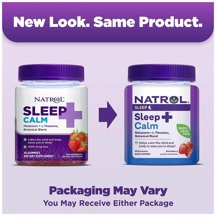 Natrol Sleep+ Calm, Melatonin and L-Theanine, Gummies Strawberry 2