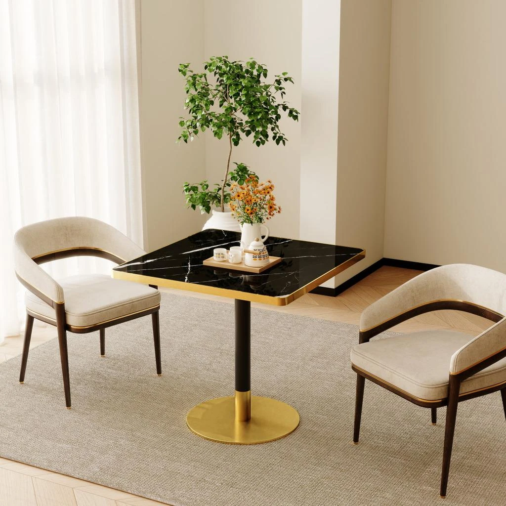 Streamdale Furniture Streamdale Square Modern Dining Table 31.5" Bistro Tulip Table Faux Marble Top, Metal Frame