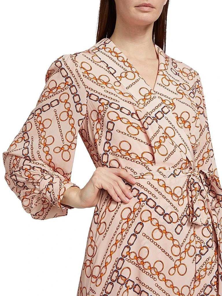 knee length dresses for ladies Chain Print Hanky Hem Scarf Midi Dress – Delia's Beauty Boutique