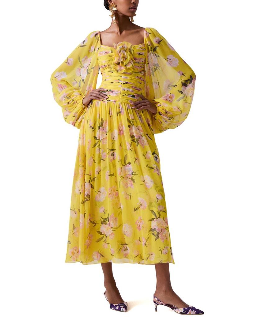 Mac Duggal Floral Chiffon Bishop-Sleeve Gown - Dresses