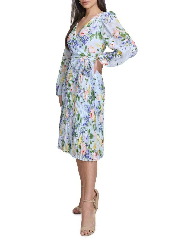 Kensie Floral Pleated Faux Wrap Midi Dress 3
