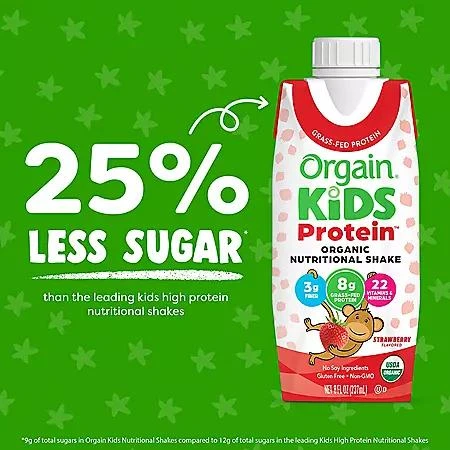 Orgain Orgain Kids 8g Protein Organic Nutrition Shake, Strawberry 8 fl. oz., 18 pk. 6