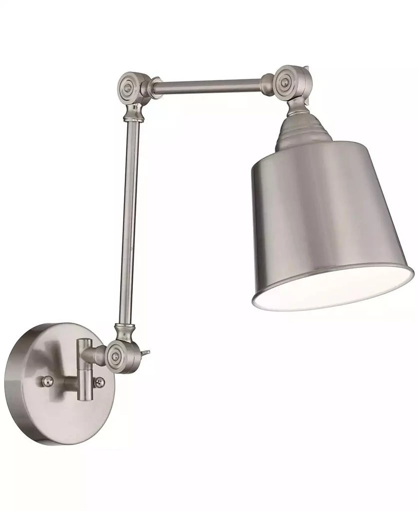 360 Lighting Mendes Modern Industrial Adjustable Swing Arm Wall Lamp Brushed Nickel Hardwired Light Fixture Metal Shade for Bedroom Bedside House Reading Living Room Home Hallway Dining
