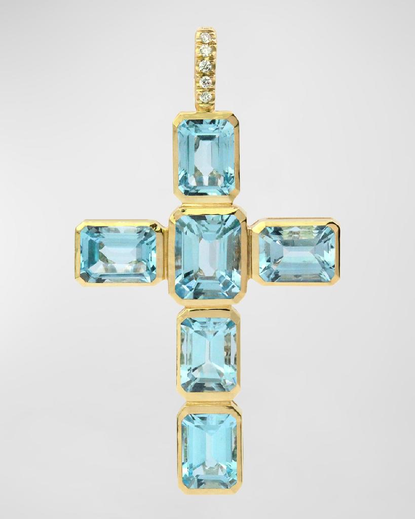 Stevie Wren 18K Yellow Gold Celeste Topaz Cross Pendant