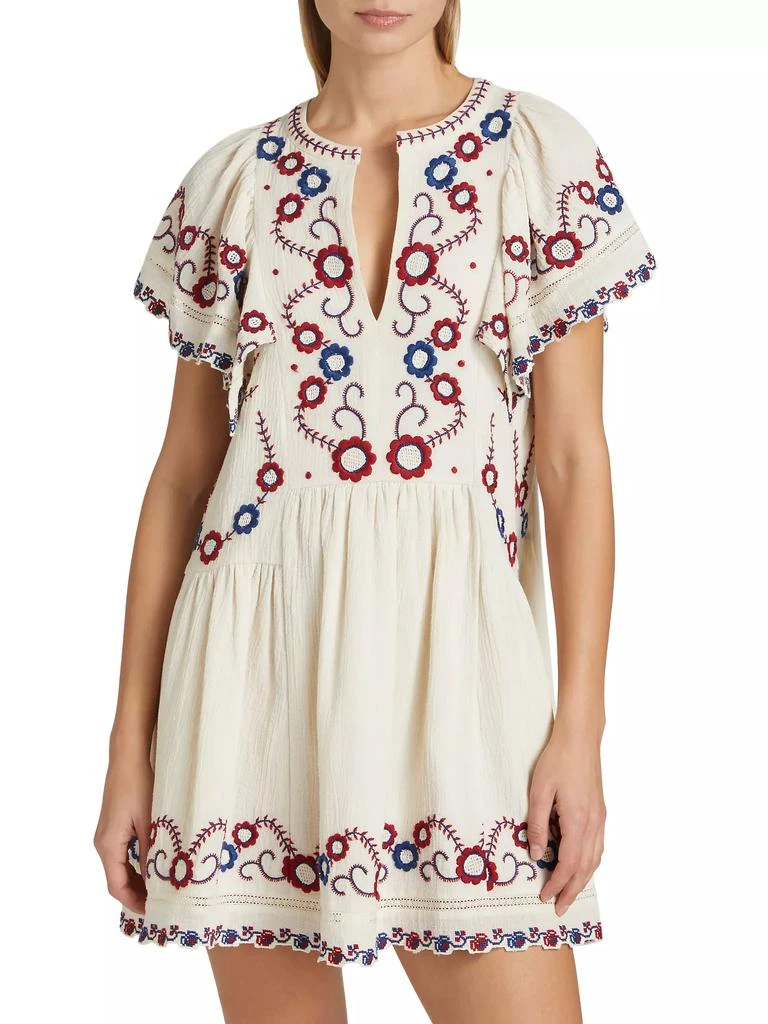 Sea Soren Cotton Floral-Embroidered Minidress 3