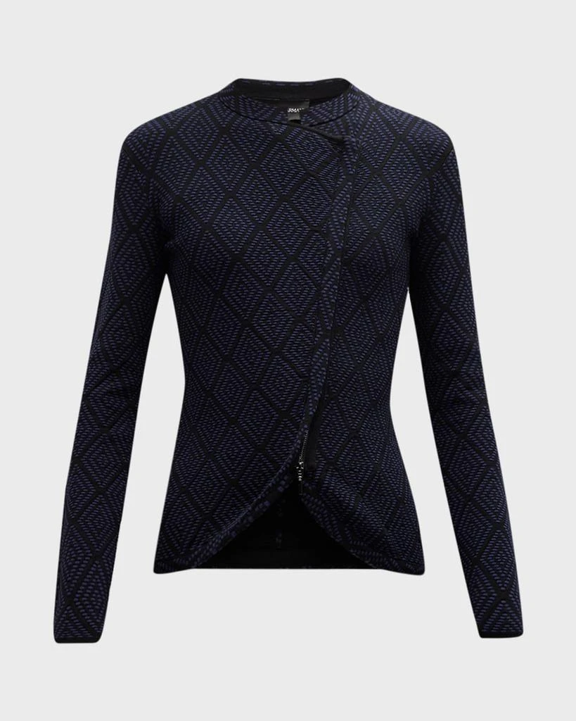 Emporio Armani Asymmetric Zip-Front Geometric Jacquard Jacket 1