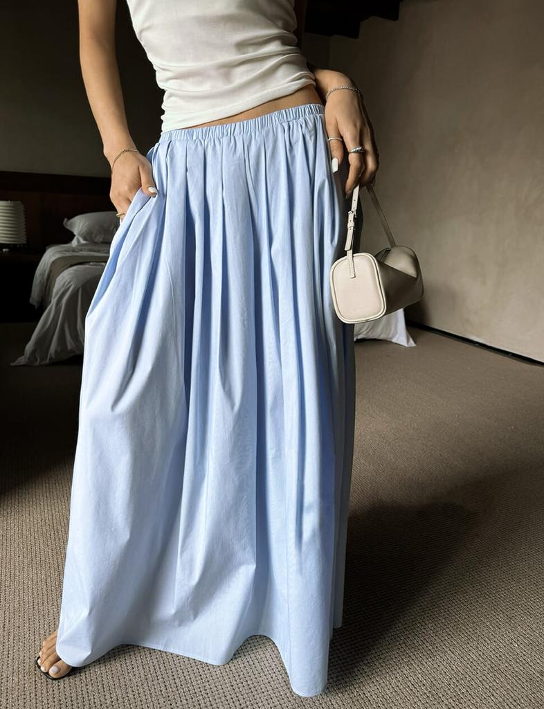 Pixie Market Blue Pin-Stripe Full Skirt -PREORDER