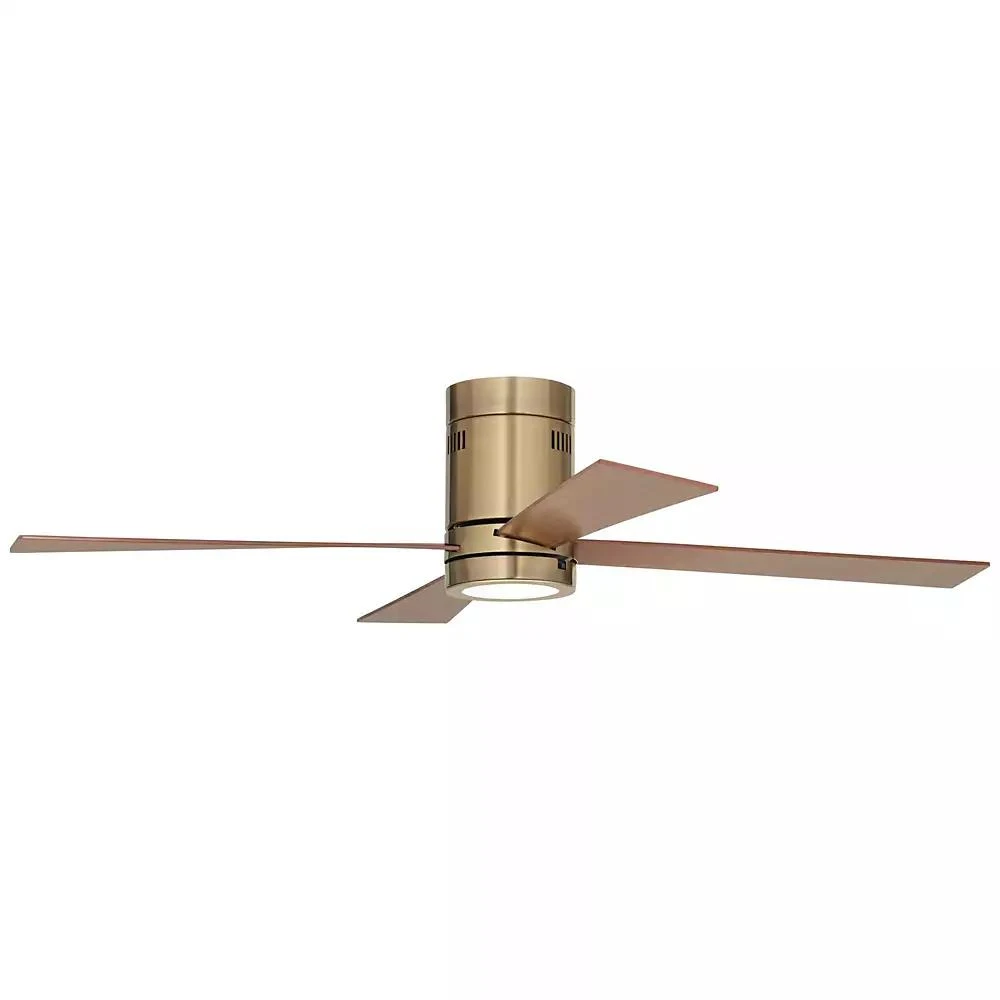 Casa Vieja 52" Revue Modern Indoor Hugger Ceiling Fan with LED Light Remote Control Bronze Soft Brass Walnut Opal Glass for Living Room Kitchen House 8