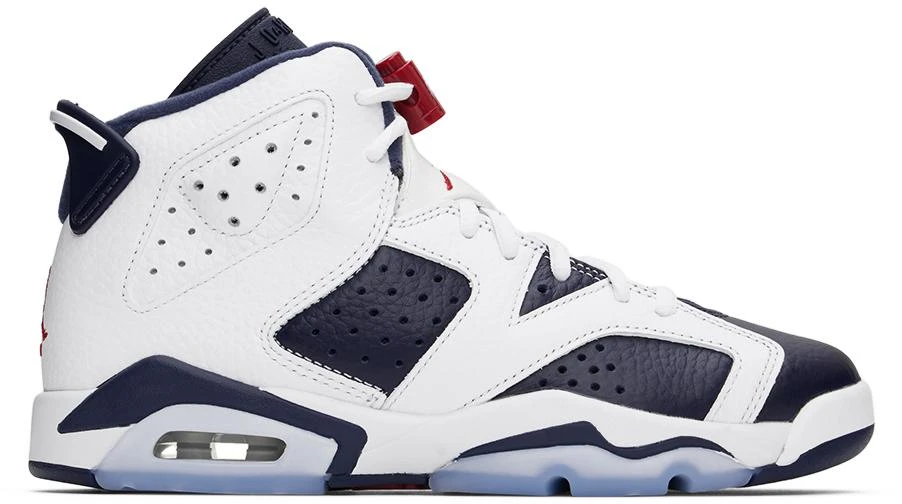 Nike Jordan Big Kids White & Navy Air Jordan 6 Retro Sneakers 1