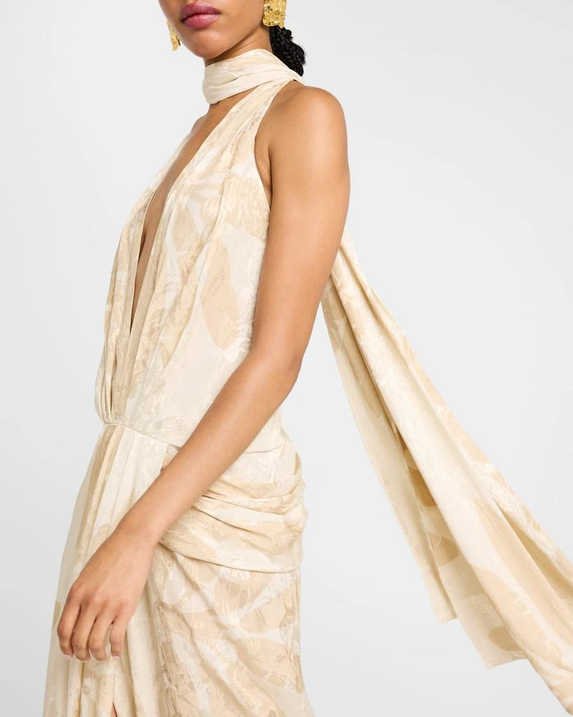 JOHANNA ORTIZ Summer Counts Plunging Halter Maxi Dress With Scarf 5