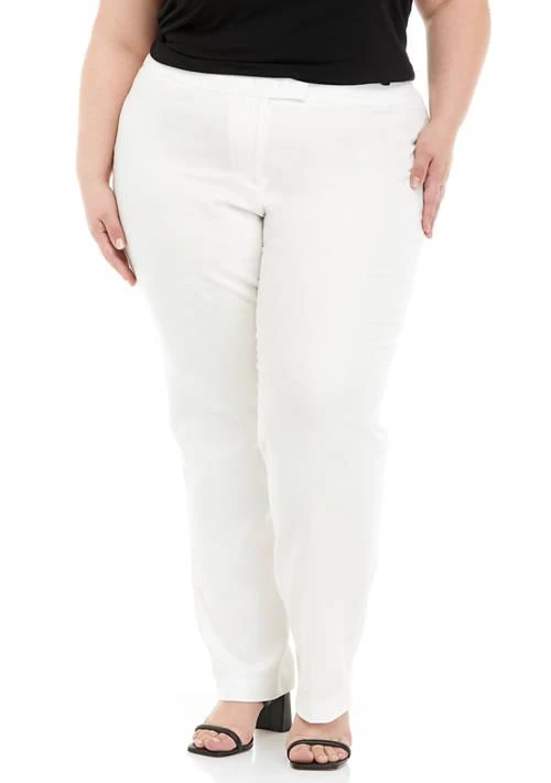 Anne Klein Klein Plus Size Cotton Double Weave Extended Tab Bowie Pants 1