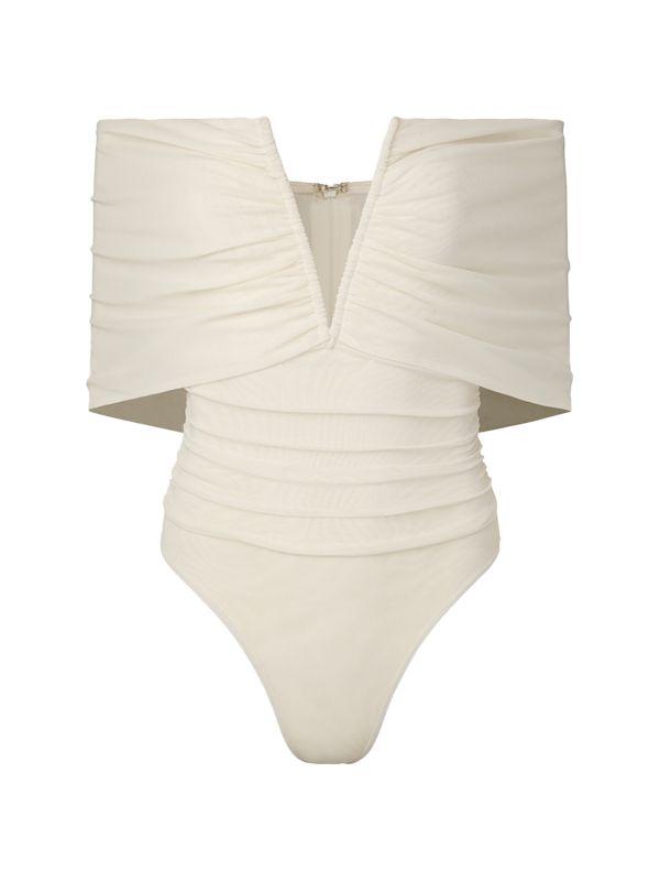 WeWoreWhat Ruched Off-The-Shoulder Bodysuit