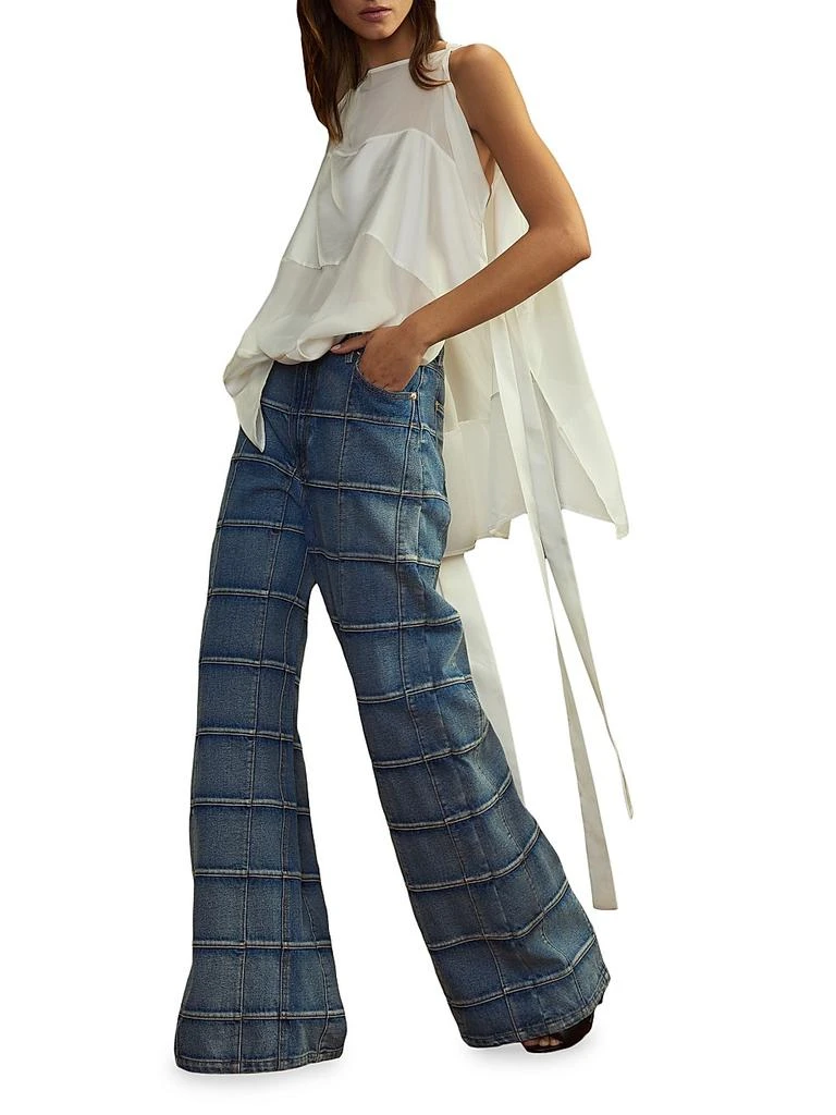 Cynthia Rowley Sheer-Paneled Silk Side-Tie Sleeveless Blouse 2