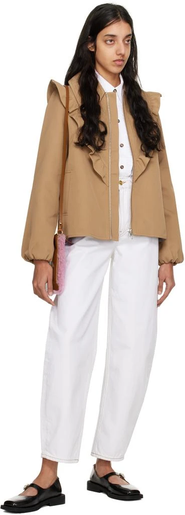 Ganni White Ruffle Long Sleeve Shirt 4