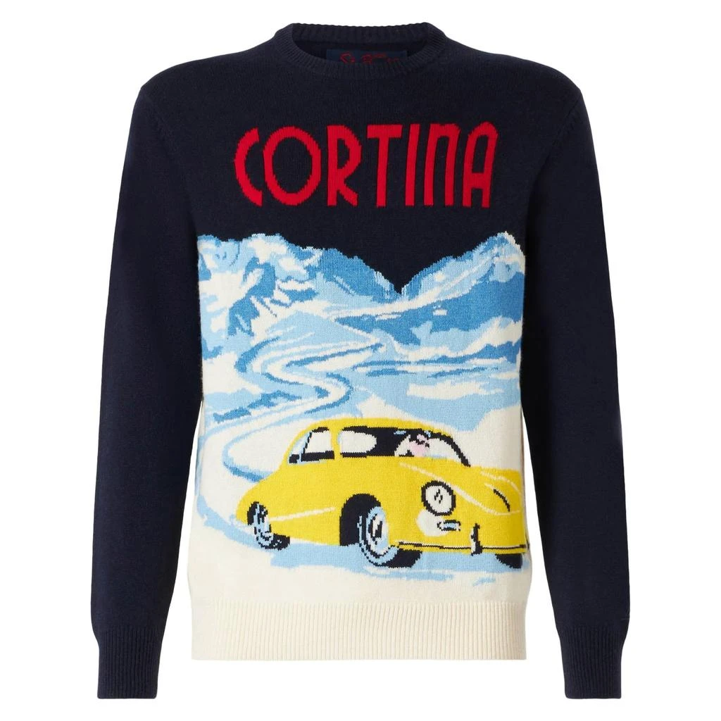 Mc2 Saint Barth Man Sweater Cortina Vintage Postcard Print 2