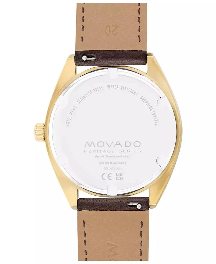 Movado Men's Heritage Datron Swiss Quartz Chocolate Genuine Leather Strap Watch 39mm 3