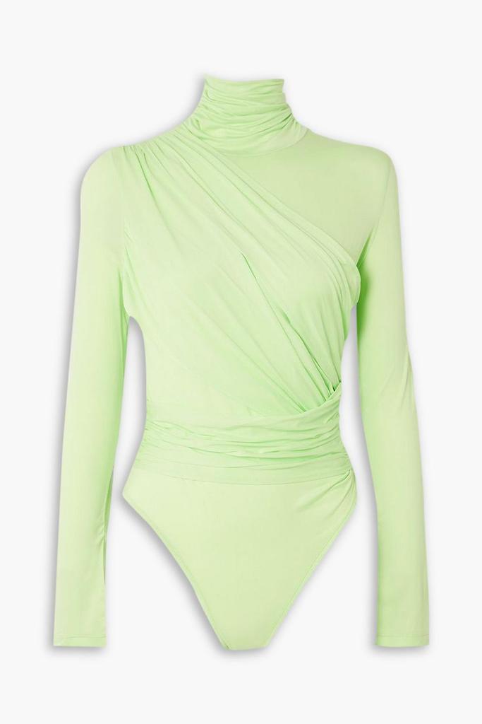 GAUGE81 Patra draped neon stretch-jersey turtleneck bodysuit