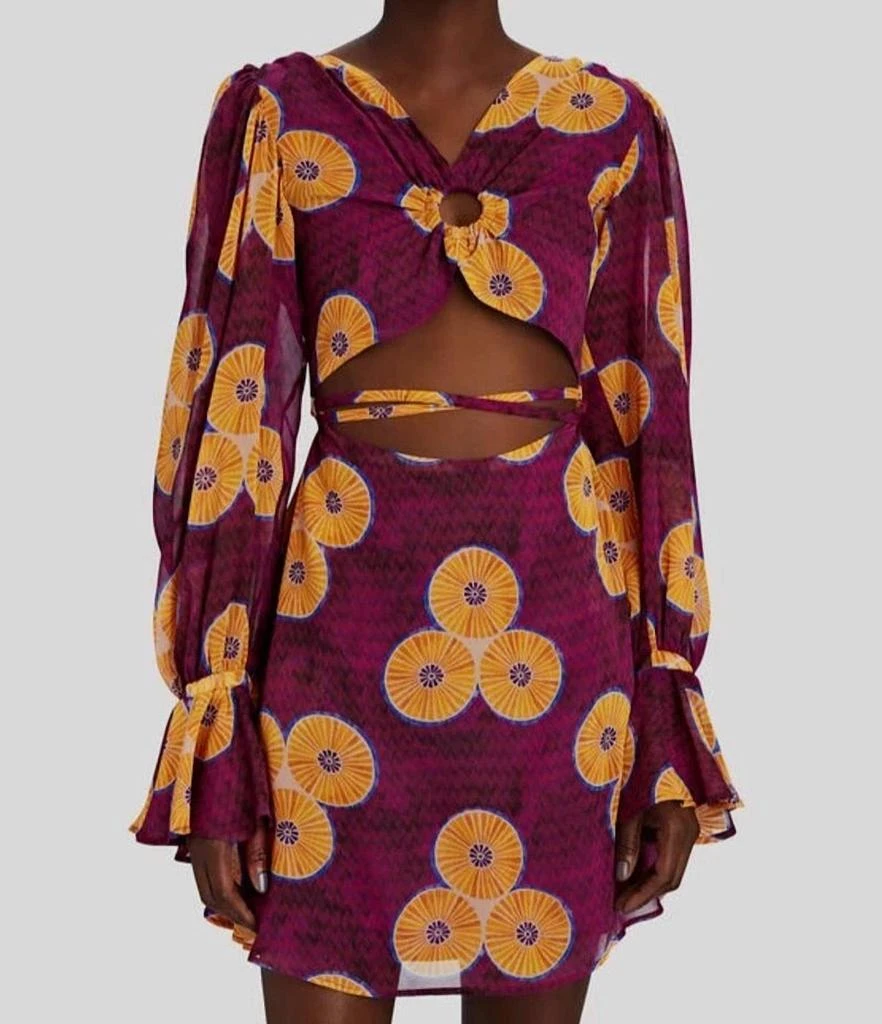 Autumn Adeigbo Amelie Printed Cut-Out Mini A-Line Dress In Purple 1
