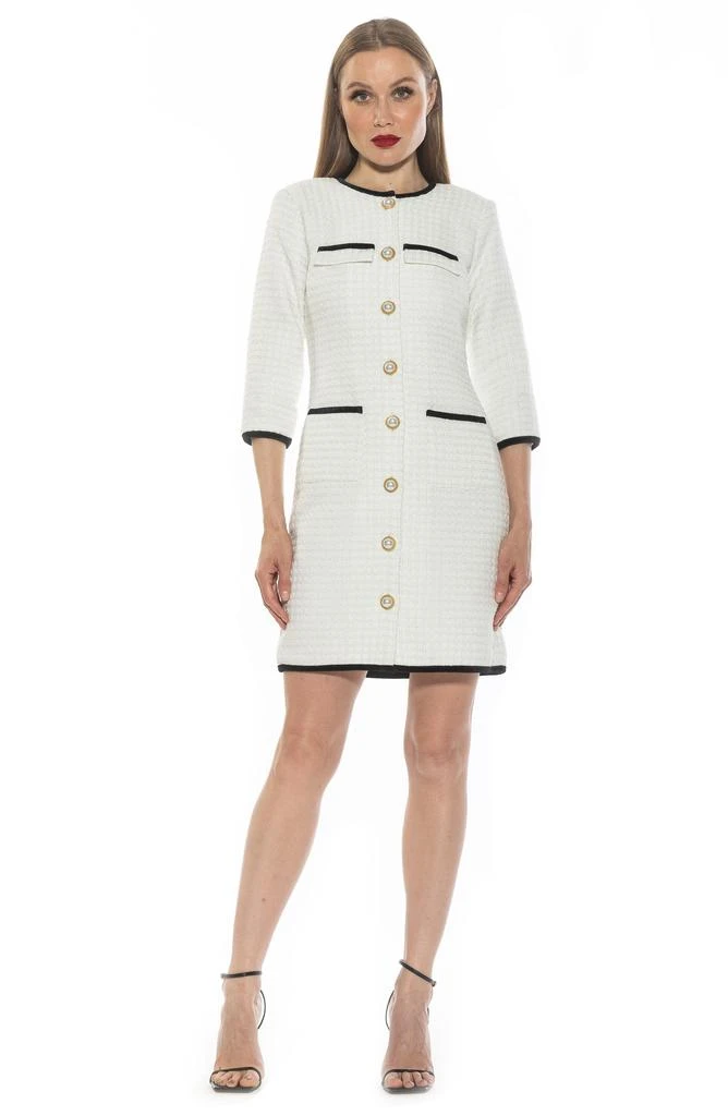ALEXIA ADMOR Kairo Button Front Tweed Sheath Dress 6