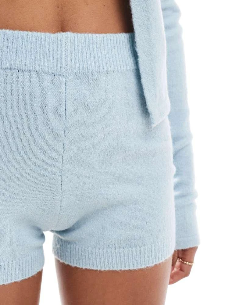 Motel Motel husan knitted micro short co-ord in light blue 3