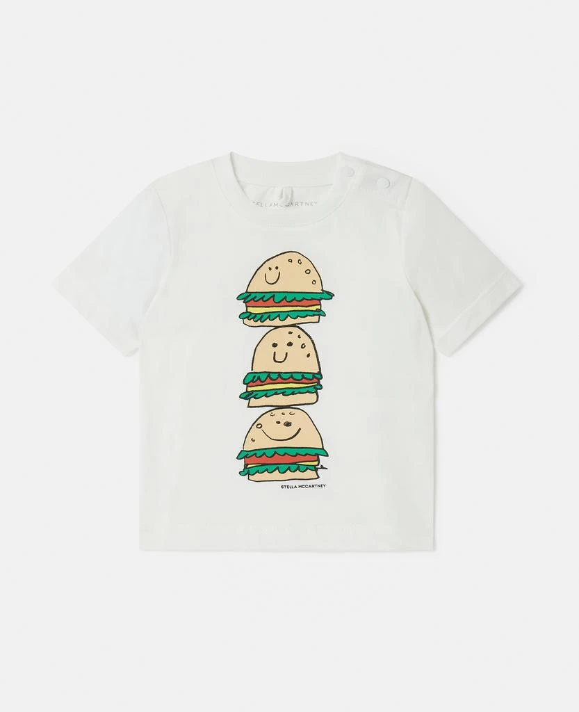 Stella McCartney Stella McCartney - Veggie Burger Stack T-Shirt, Woman, Ivory, Size: 12m 1