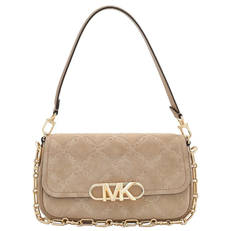 Michael Kors Open Box - Michael Kors Parker Empire Logo Embossed Suede Shoulder Bag 1