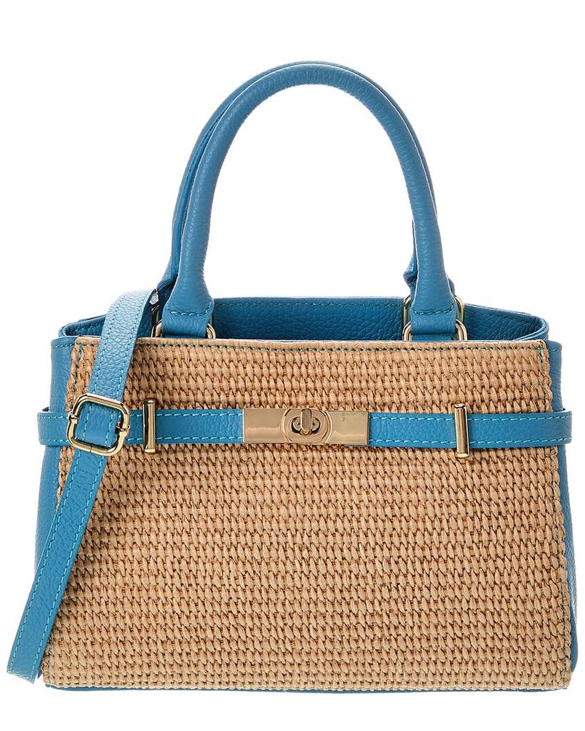 Persaman New York Kate Straw & Leather Satchel