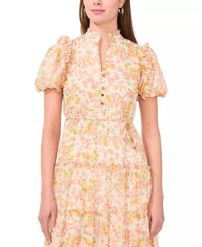 MSK Petite Printed Split-Neck Tiered Midi Dress 2